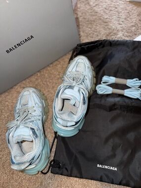 Balenciaga Light Blue Gray Shoe Box Label - Track Cleansole condition cooked